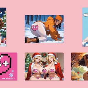 Sexy Waifu Kartenset, Winter Anime Set, 6 Karten, 18+, Holographisch