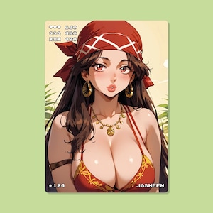Carta Sexy Anime, #124 Jasmeen, Cartas Waifu, TCG, Holográfica