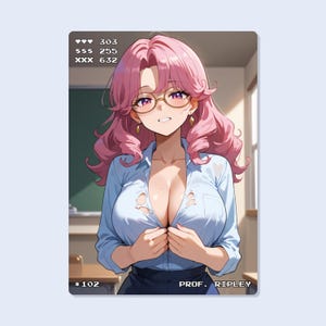 Carta Sexy Anime, #102 Prof Ripley, Cartas Waifu, TCG, Holográfica