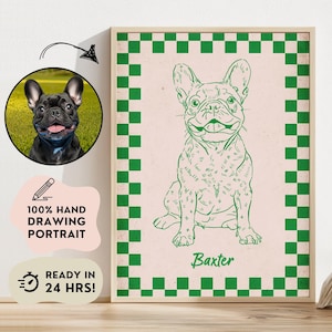 Custom Badly Drawn Pet Portrait, Funny Ugly Dog Art, Personalized Retro Pet Print, Groovy Line Drawing, Funky Puppy Poster Gift for Owners