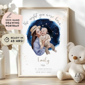 Regalo de mapa estelar para bebé recién nacido, impresión de la noche en que naciste, retrato de bebé personalizado, letrero con estadísticas de nacimiento, regalo personalizado para mamá primeriza, regalo para el día de la madre