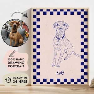 Custom Funky Dog Prints, Badly Drawn Pet Portrait, Personalized Ugly Dog Drawing, Retro Pet Poster, Dog Line Art, Preppy Gallery Wall Art
