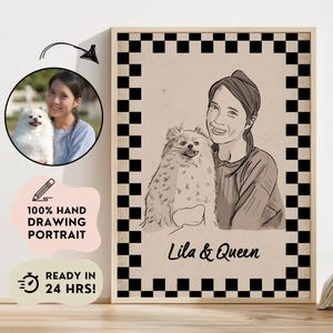 Personalized Badly Drawn Pet Portrait, Custom Couple Line Art, Ugly Dog Art, Poorly Drawn Cat Portrait, Retro Pet Print, Pet Memorial Gift