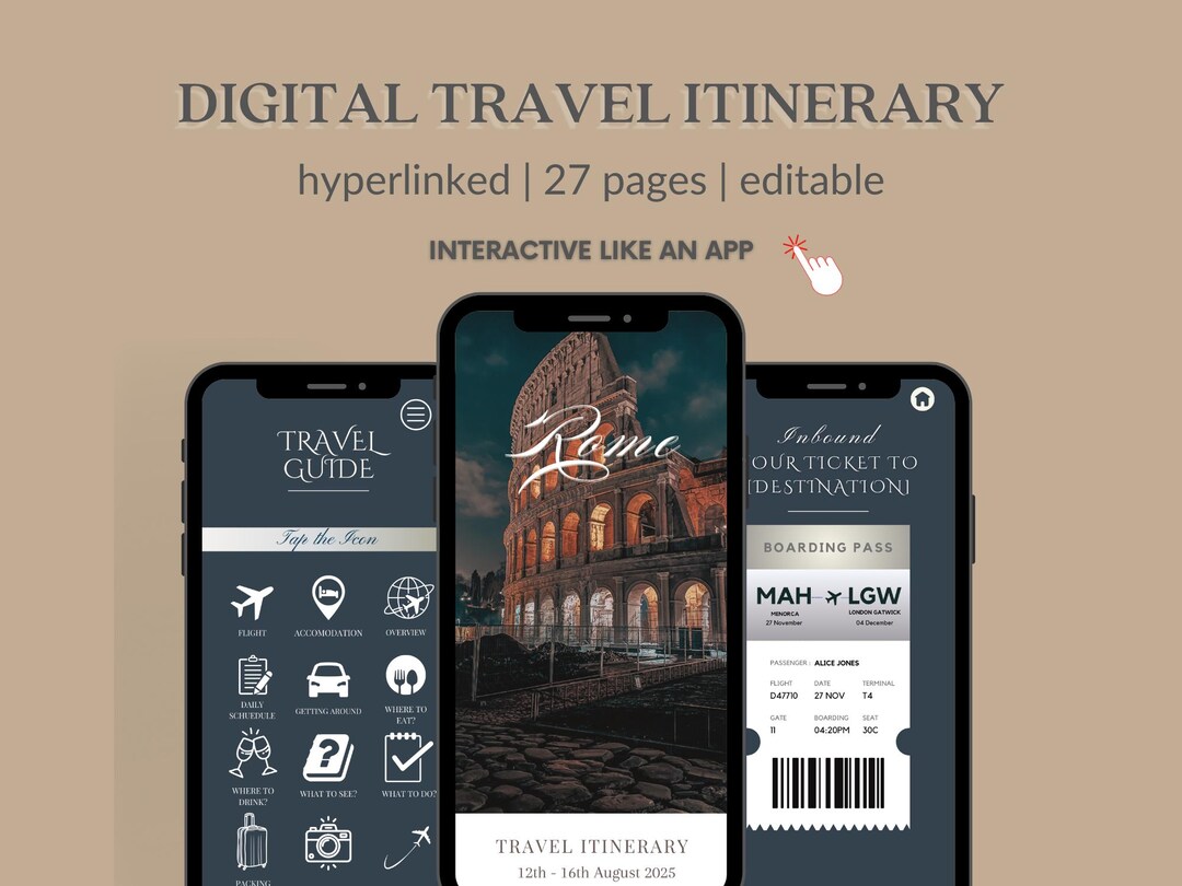 Travel Itinerary Template | Mobile Itinerary | Travel Schedule | Trip ...