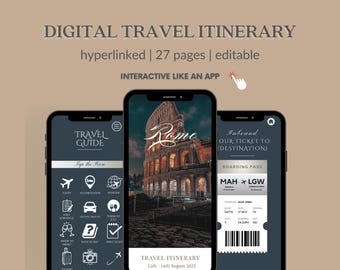 Travel Itinerary Template | Mobile Itinerary | Travel Schedule | Trip Itinerary | Traveling Guide | Travel Marketing | Trip Itinerary Canva