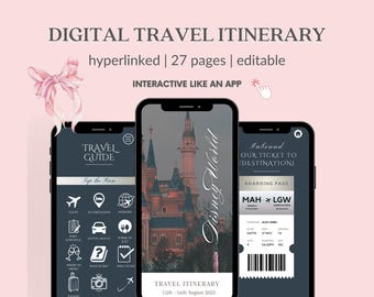 Mobile Travel Itinerary | Editable Travel Itinerary Template | Trip Itinerary Canva | Traveling Guide | Travel Agency Template