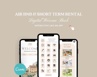 Interactive Airbnb Digital Welcome Book Mobile Template, Host Editable Guidebook Canva, VRBO, Short Term Vacation Rental City Apartment