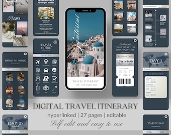 Travel Itinerary Template | Mobile Itinerary | Travel Schedule | Trip Itinerary | Traveling Guide | Travel Marketing | Trip Itinerary Canva