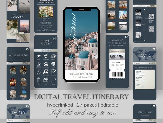 Travel Itinerary Template | Mobile Itinerary | Travel Schedule | Trip Itinerary | Traveling Guide | Travel Marketing | Trip Itinerary Canva