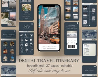Travel Itinerary Template | Mobile Itinerary | Travel Schedule | Trip Itinerary | Traveling Guide | Travel Marketing | Trip Itinerary Canva