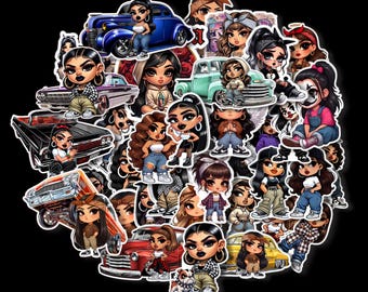 Lil Cholas Sticker Pack, 35 Waterproof Vinyl Decals, Chicano Culture, 2.5 x 3 Inches.