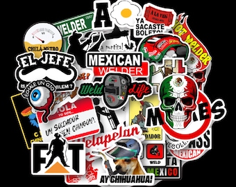Funny Mexican Welder Stickers: Durable Vinyl Decals - 30 Pack