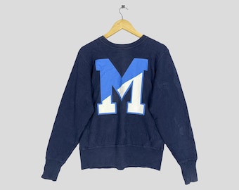 Vintage 90er Jahre Champion Reverse Weave Sweatshirt: Mitternachtsblau, Grösse S