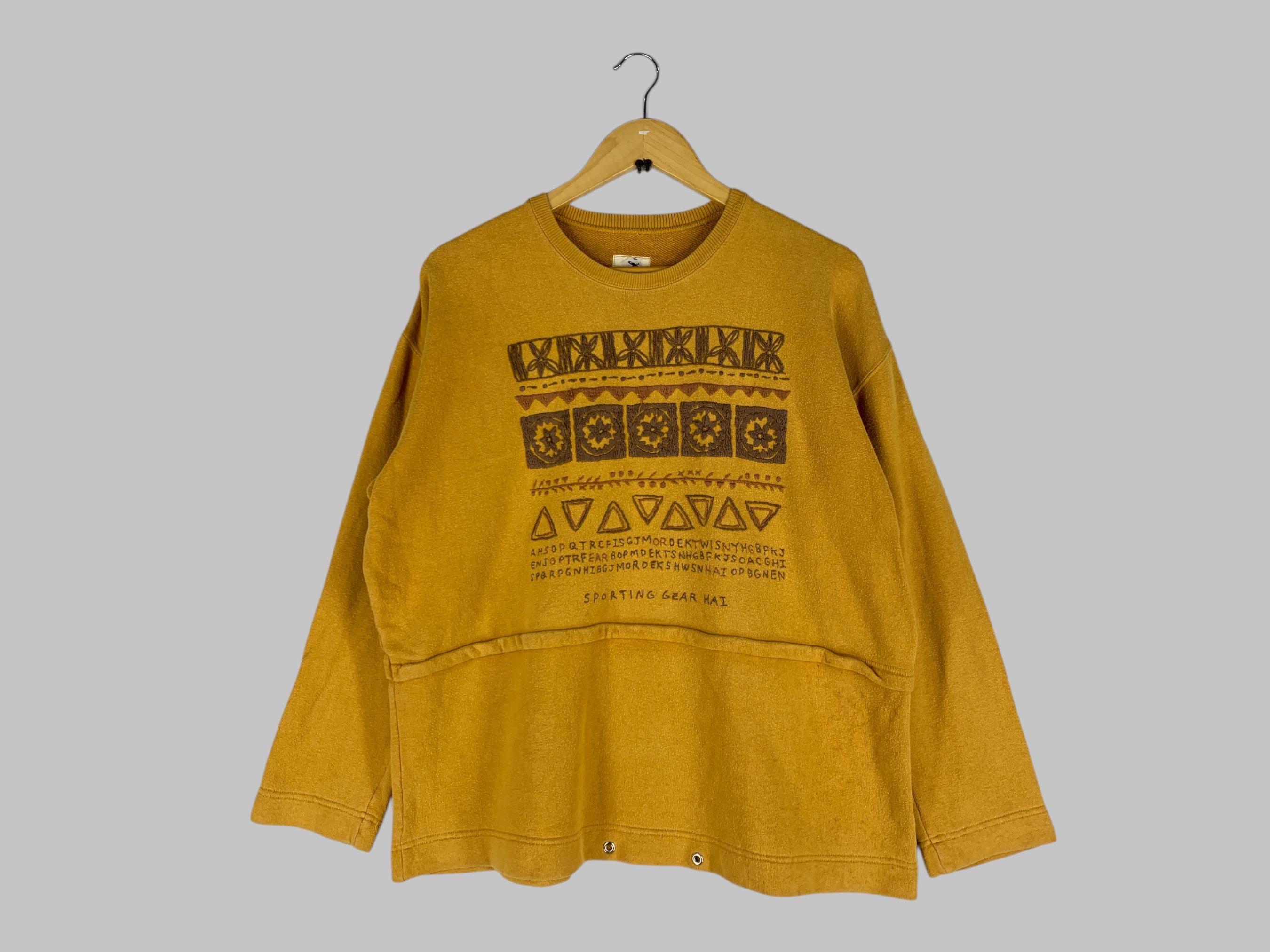 Vintage Hai Sporting Gear Yellow Crewneck Sweatshirt - Abstract 