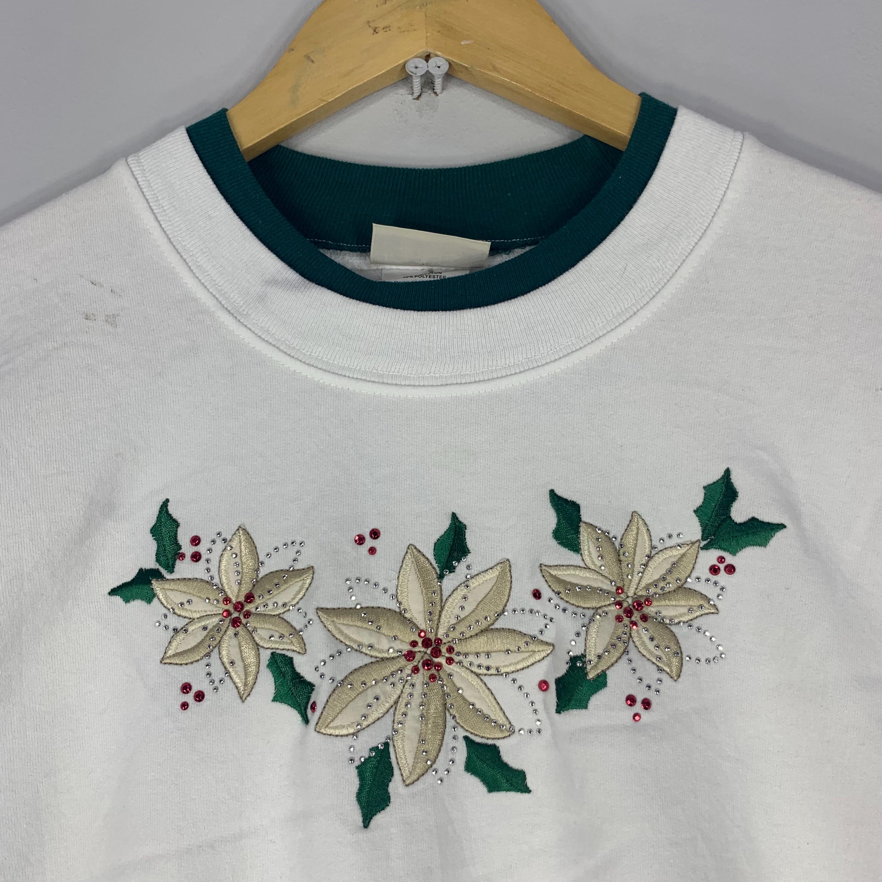 Vintage 90s Embroidered Floral Sweatshirt - Morning Sun Top Stitch