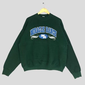 Vintage 90s Miracle Ranch Sweatshirt XLarge Miracle Ranch Speelout Logo Green Crewneck Miracle Ranch Pullover Jumper Sweater Size XL