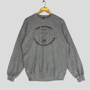 Vintage 90s Keio University Tokyo Sweatshirt Medium Keio University Tokyo Crewneck Pullover Jumper Sweater Grey Size Medium