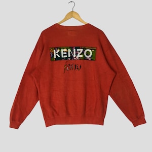 Vintage Kenzo Jeans Embroidery Logo Sweatshirt Large Orange Kenzo Jeans Jumper Kenzo Jeans Pullover Kenzo Jeans Crewneck Sweater Size L