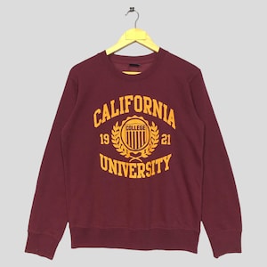 Vintage California University Sweatshirt Red Medium California Crewneck California College Pullover Jumper Sweater Size Medium
