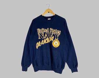 Vintage US Navy Grandpa Sweatshirt, Printed Military Crewneck (L)