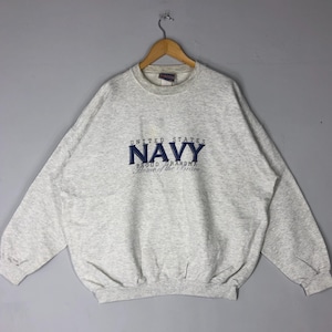 Vintage United States Navy Grandpa Blue Sweatshirt Usn Navy Printed Crewneck Military Us Navy Sweater Us Naval Academy Pullover Jumper L