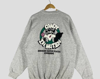 Vintage Candy In Motion Sweatshirt, Cartoon Graphic, Size L