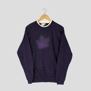 Vintage 90s Morning Sun Bird Flower Graphic Printed Sweatshirt Purple Morning Sun Crewneck Sweater Pullover Morning Sun Habitat Size M