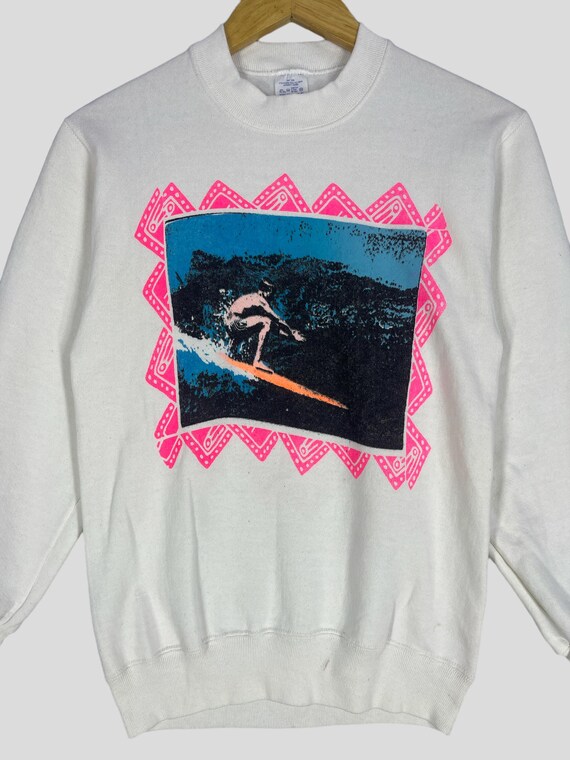 Vintage 80s Surfing Graphic Sweatshirt - Colorful Surfwear 