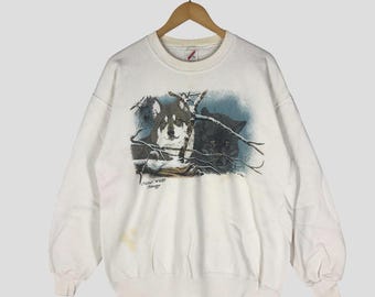 Vintage 90s National Wildlife Federation Wolf Sweatshirt, XL