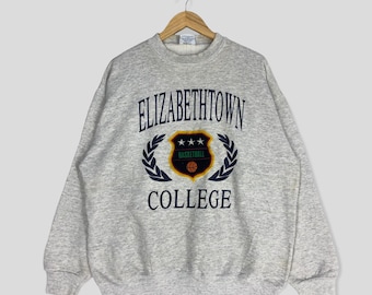 Vintage Elizabeth Town College Sweatshirt, Embroidered Logo (XL)