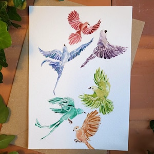 Dancing Birds Card, Wildlife Cards, Watercolour Occassion Cards, Greeting Cards