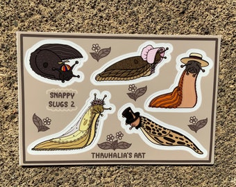 Slugs with Hats - cute kiss-cut vinyl sticker sheet - Volume 2