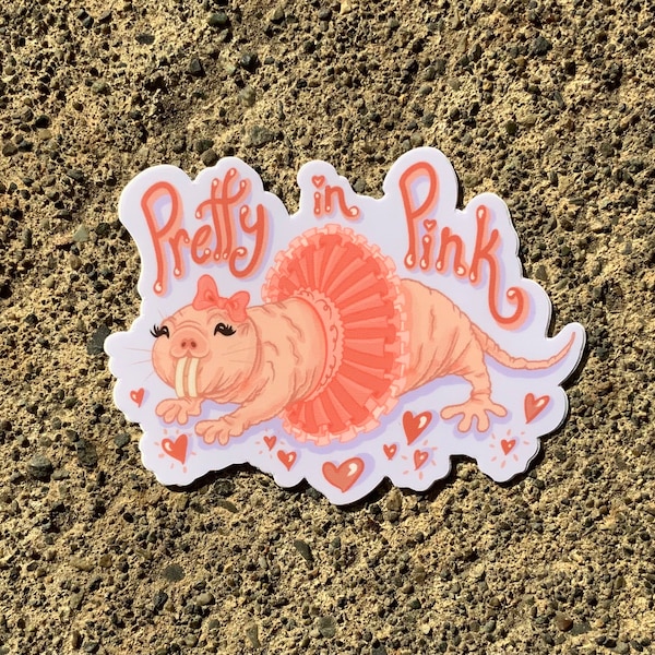 Naked Mole Rat in a tutu - Pretty in Pink cute ballerina 3' vinyl sticker