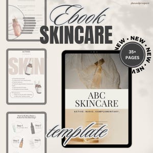 Skincare eBook Template | 35+ Page Editable Canva Guide | Digital Skincare Planner | Beauty Business Lead Magnet