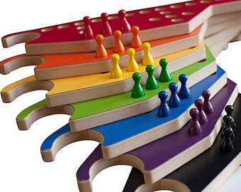 PEGS and Jokers 8-player Game with Handmade Interlocking paddles