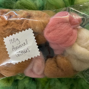 Needle Felting Wool, Animal Colours 100g Artists Palette