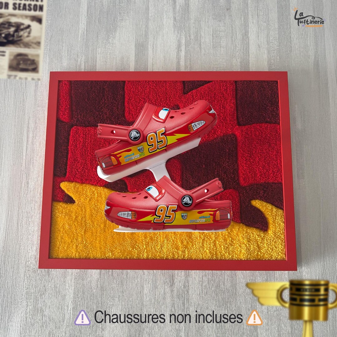 Crocs Lightning Mcqueen Display Stand in Handmade Tufting, Tufting ...