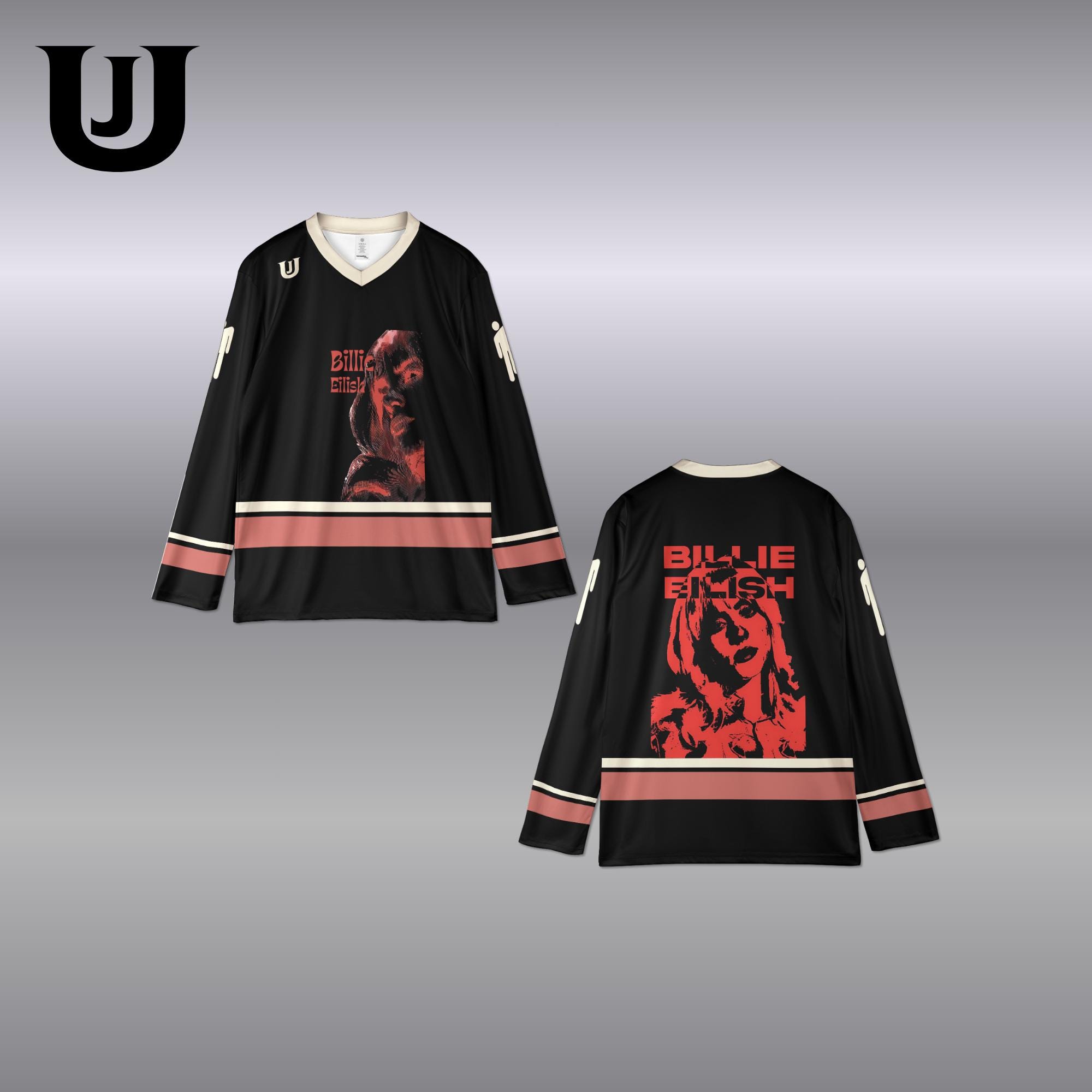 【。】Billie Eilish Red and Black Jersey Billie Eilish Red and Black Jersey | Billie Eilish Official