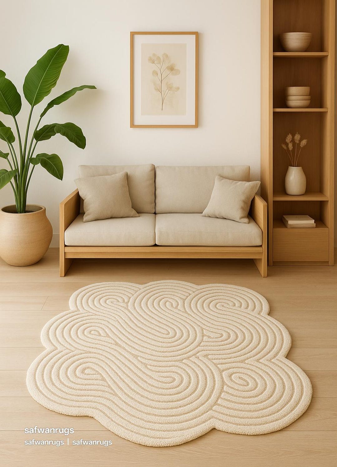 Cloud Shape Rug Cloud Shaped Wool Rug – Cream Modern Hand-tufted Area Rug, Children ...