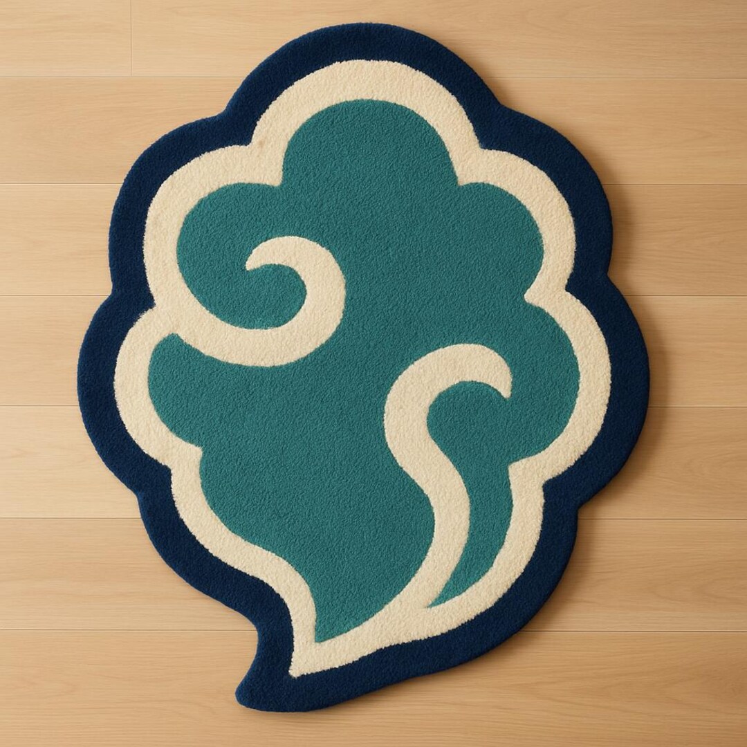 Handmade Wool Tufted Rug | Abstract Cloud Design Carpet - Etsy