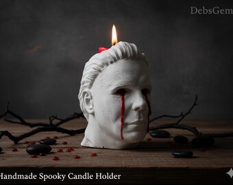 Michael Myers Horror Kerzenhalter - 3D gedrucktes, gruseliges Wohndekor – Halloween Horror Geschenk & Film Fan Accessoire