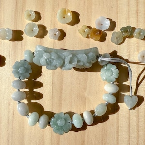 Braccialetto di giada fatto a mano - Sfumature di fiori di giada