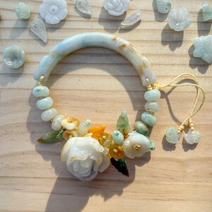 Handmade Jade Bracelet - Golden Bloom Trail