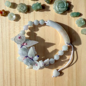 Handmade Jade Bracelet - Rabbit and Rose