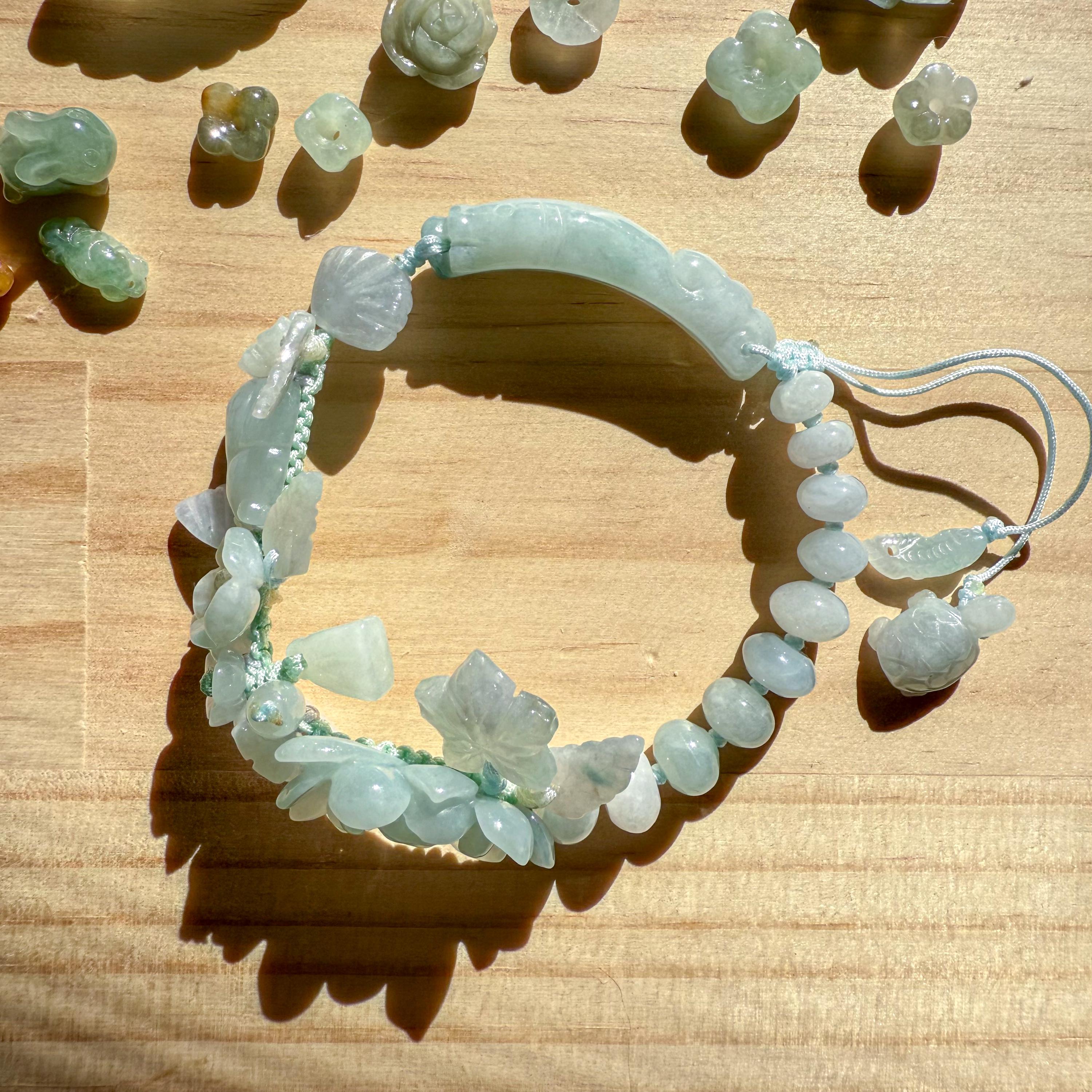 手作り翡翠ブレスレット - 蓮と怠け者の魚 - Etsy 日本