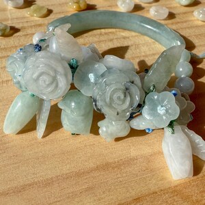 Handmade Jade Bracelet - Roses in the Morning Light