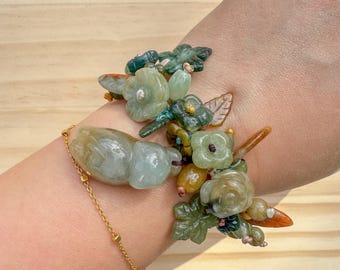 Handgefertigtes Jade Armband - Gartenkatze