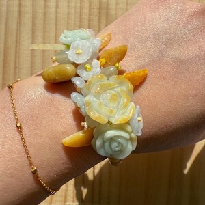 Handmade Jade Bracelet - Golden Roselight