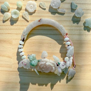 Handmade Jade Bracelet - Moon Rabbit & Rose