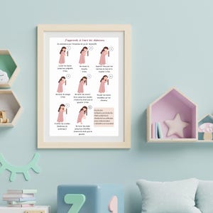 Islamic poster for children, educational poster, learning ablutions, step by step to teach ablutions to children, stages of ablutions
